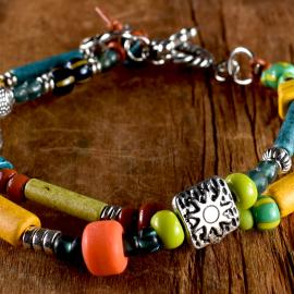 Colorful sun themed bracelet for back to school by Gloria Ewing.