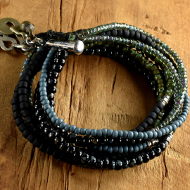 Boho style multi strand beaded bracelet from Gloria Ewing.