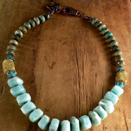 Faceted amazonite nugget necklace by Gloria Ewing.