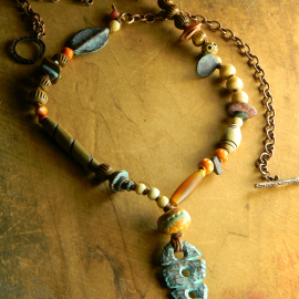 Primitive knotted necklace by Gloria Ewing.
