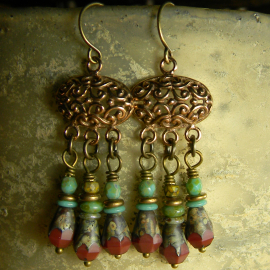 Scaled down beaded chandelier earrings by Gloria Ewing.