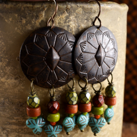 Concho themed southwest beaded earrings by Gloria Ewing.