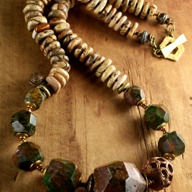 Tribal Style Jasper Necklace Earthy jasper and African brass, designed by Gloria Ewing.