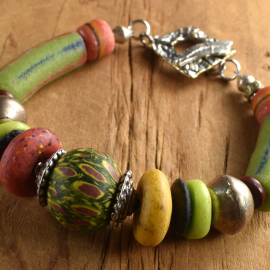 Colorful Krobo beaded tribal bracelet from Gloria Ewing.