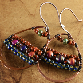 Mood beads in a unique hoop earring design by Gloria Ewing.
