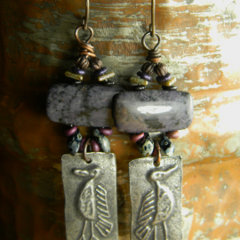 Boho tribal beaded earrings by Gloria Ewing.