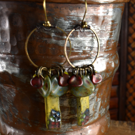 Pale yellow and smoky tones in artisan earrings from Gloria Ewing.