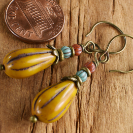The look of ancient glass in beaded earrings from Gloria Ewing.