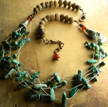 African Turquoise Knotted Necklace