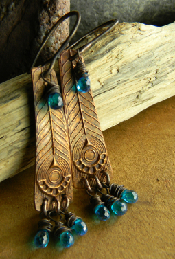 Blue Zircon Copper Earrings