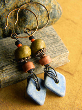 Denim Ceramic Drop Earrings