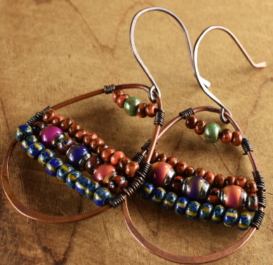 Tribal Mood Bead Hoop Earrings