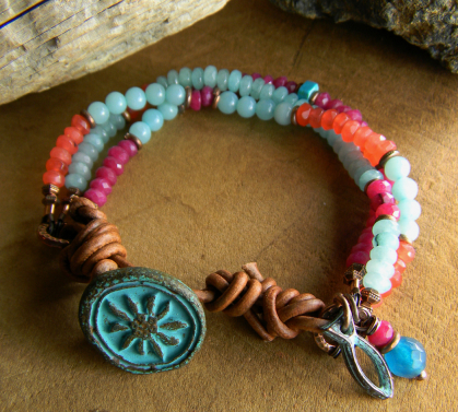Amazonite and Jade Multi Bracelet