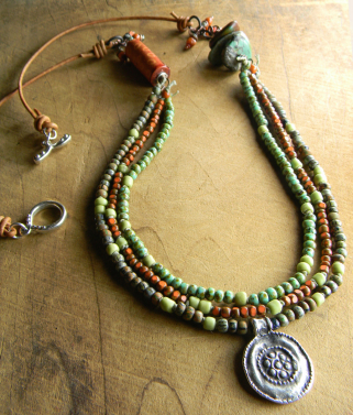Mykonos Pewter Flower Pendant Necklace