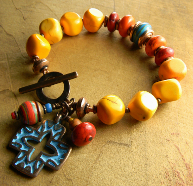 Orange Red Blue Tejana Bracelet