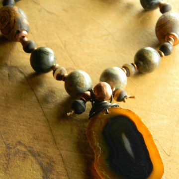 Agate Slice Pendant Necklace