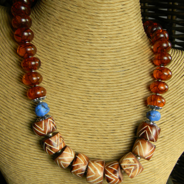 Amber and Bone Choker Necklace