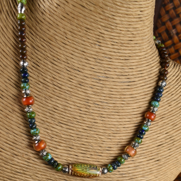 Boho Mood Bead Choker Necklace, Mood Beads, Picasso Czech Glass, Hippie Necklace, Boho Tribal Jewelry