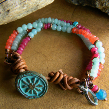 Amazonite and Jade Multi Bracelet