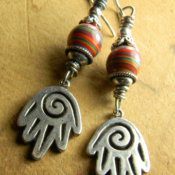 Sterling Silver Spiral Hand Earrings